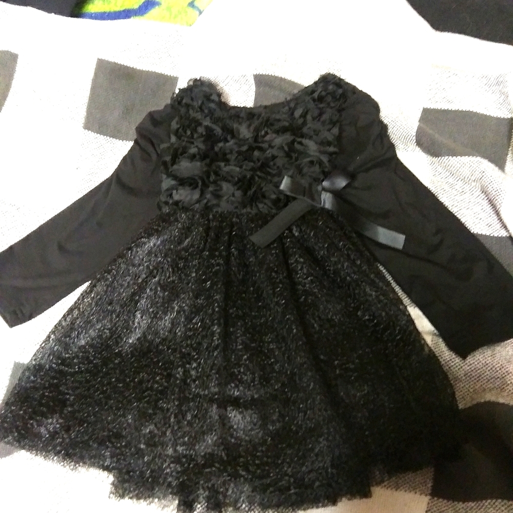 Beautiful solid black formal toddler dress